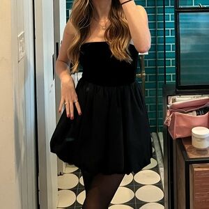 Black velvet Reformation bubble dress